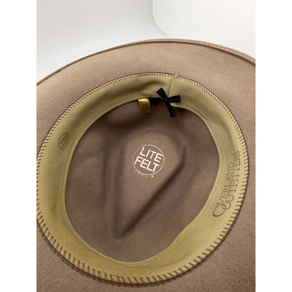 Overland Outfitters LiteFelt Wool Fedora Hat Taupe Tan Leather Band Medium - Picture 5 of 5